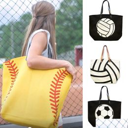Storage Bags Foldable Handbags Baseball Tote Softball Basketball Football Volleyball Canvas Bags Drop Delivery Home Garden Housekeepin Dhgu5