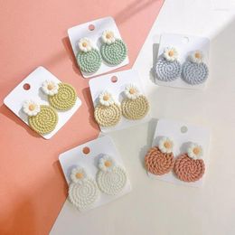 Stud Earrings Creative Woven Little Daisy Soft Clay 2024 Fashion Women's