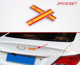 Chrome Metal Car Vehicle Body Side Trim 3D Decal Sticker Spain Country Flag Emblem Badge Accessories 2pcs4576707