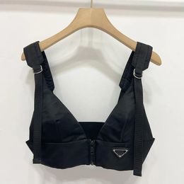 Camis Sexy Woman Tanks Underwear Metal Triangle Badge Deep V Denim Sling Tube Tops Cowboy Nylon Clothes SML