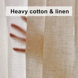 Modern Beige Natural Linen Like Tulle Living Room Flax Sheer Curtain for Bedroom Voile Window S Folds Custom Size Drapes 240113