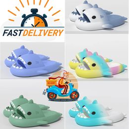 shark slippers Designers Pool Pillow Mules Women Sandals Sunset Flat Comfort Mules Padded Front Strap Slippers Fashionable Easy-to-wear Style Slides