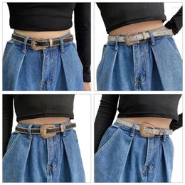 Belts Full Sequins PU Waist Belt With Carved Buckle For Girl Wear Resistant Skirt