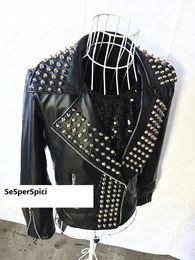 Punk rock band DJ men's singer costume non mainstream Chic Full Rivet Leather Men singer costumes jacket Guitar Show 240112