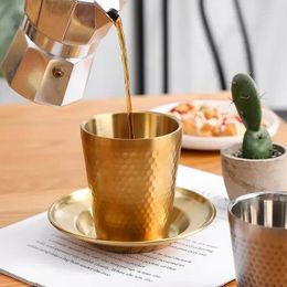 Mugs Hammered Texture Beer Stainless Steel Water Cup Double-Wall Tea Anti-scalding Coffee Party Mug Drinkware