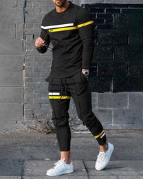 Men Casual Long Sleeve Trousers Sport Tracksuit Graphic T shirts Trendy Streetwear Sets Designer Clothes 3D Print Oversize Suit y240112