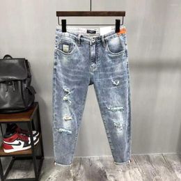 Men's Jeans Fashion Casual Vintage Spring And Autumn Slim Ripped Jean Pants With HOLE Design Men Clothing Luxury Cargo