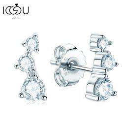 IOGOU Unique Smile Stud Earrings Crawler D029CT 925 Silver for Women Hypoallergenic Piercing Jewelry 14K Gold Plated 240112