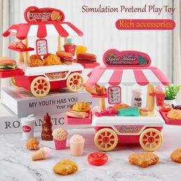 Kids Simulation Food Kitchen Car Toy Pretend Play Cooking Toy Pot Interactive Play House Toys Miniature Dessert Food Girls Gift 240112