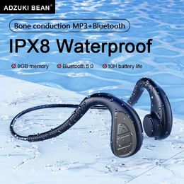 Headphones True Bone Conduction Headphones IPX8 Waterproof for Swimming 8GB Wireless Bluetooth Earphones for Xiaomi Huawei with Microphone