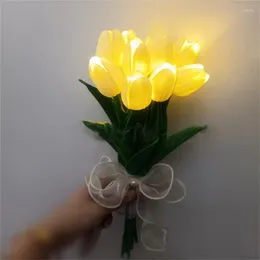 Decorative Flowers Interior Decoration Bouquet Lamp Potted Gift Atmosphere Desk For Wedding Valentines Home Party Room Romantic Decor