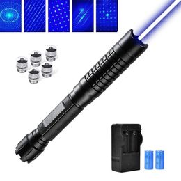 Pointers High Power Blue Laser Pointer B009 Torch 450nm 2000m Focusable Lasers Sight Pen Flashlight Burn Match Cigarette