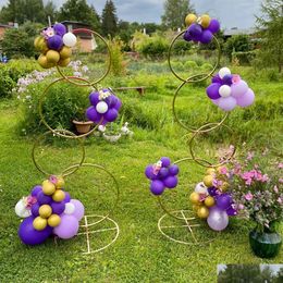 Party Decoration Shelf Frame Arch Backdrop Balloon Stand Background Metal Wwhite Gold Plating Outdoor Flower Door Drop Delivery Home G Otyll