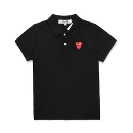 Designer TEE Com Des Garcons PLAY Polo Mens Medium Shirt Black Double Red Heart Logo Unisex Japan Best Quality EURO size