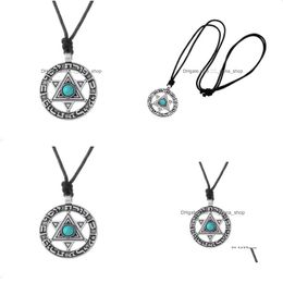 Pendant Necklaces W9 Norse Star Of David Hexagram Pendant Vine Wiccan Jewish Talisman Necklace9186363 Drop Delivery Jewellery Necklaces Dhmjj