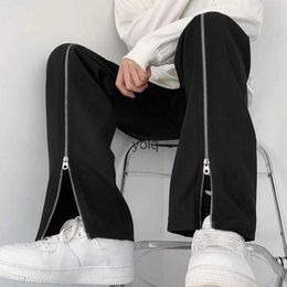 Men's Jeans Korean Zipper Design Trendy Men Straight Pants Casual c Bla Trousers Personalized Trendy High Street Maleyolq