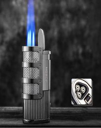 New Jobon Metal Triple Torch Lighter Jet Turbo Butane Gas Lighter Powerful Windproof Cigar Lighter Men039s Gadget9633115