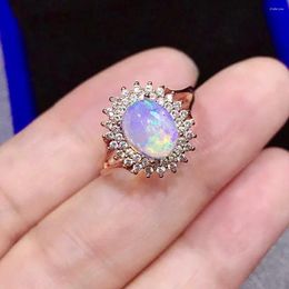 Cluster Rings Natural Opal Simple 925 Silver Ring For Daily Wear 7mm 9mm 1ct Sterling Jewellery Woman Gift