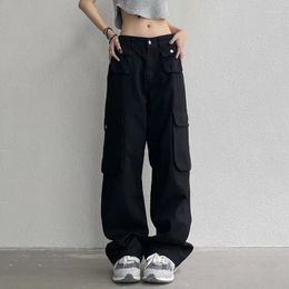 Women's Pants Lucyever Cargo 2024 Streetwear Y2K Unisex Baggy Wide Leg Trousers Ins Teens Bf Style Hip Hop Overalls