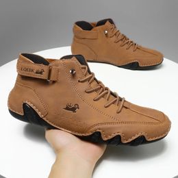Leather Shoes for Men Casual Sneakers Waterproof Motorcycle Ankle Boots Italian Brand Men Shoes Luxury High Quality Loafers 240112