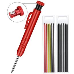 Sets Professional Hand Tool Sets Solid Carpenter Pencil With Refill Leads And Sharpener Construction For Deep Hole Marker Marking Woodw