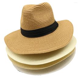 Berets Casual Simple Foldable Beach Cap Fedoras Visor Summer British Style Panama Hat Weave Sun Straw