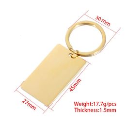 10Pcs 27x45mm Mirror Polished Stainless Steel Rectangle Blank Keychains For Souvenir Gifts Women Mens Car Key Jewelry 240112