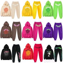 Trailsuits Sweatshirts Erkekler Y2K SP5der 555555 Sweater Hoodie Set Kadınlar Pullover Hoodies Trailtsuit Hip Hop Şarkıcı Örümcek Web Baskılı Spor Takım Sweatsh Moeu