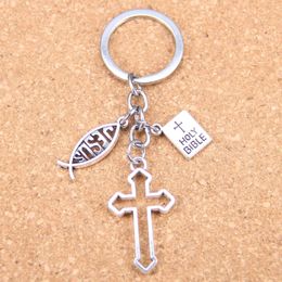 20pcs Fashion DIY Keychain jesus cross book holy bible Pendants Men Jewellery Car Key Chain Souvenir For Gift 240112