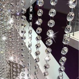 Curtain 1 Roll 14mm Crystal Plastic Beads Garland Diamond DIY String Wedding Decoration Christmas Hanging Pendent