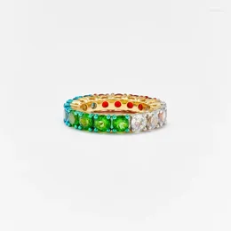 Cluster Rings European And American Four Colour Gemstone Micro Inlaid Diamond Personalised Ring For Women's Fashion Accessories