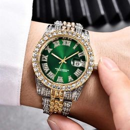 Hip Hop AAA Diamond Watch Men Luxury Brand s Gold Analog Quartz Movt Unique Iced Out Man Relogio Masculino 210728294h