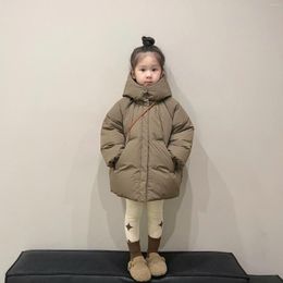 Down Coat Kids Top 2024 Autumn Winter Korean Fashion Style Thick Fleece White Duck Jacket Children Solid Outerwear Kid Parkas Coats