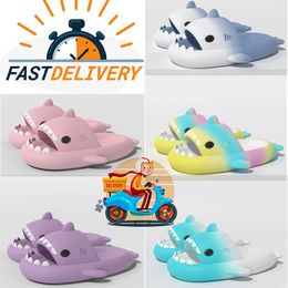 shark slippers Designers Pool Pillow Mules Women Sandals Sunset Flat Comfort Mules Padded Front Strap Slippers Fashionable Style Slides