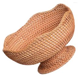 Plates Rattan Fruit Plate Woven Hamper Small Baskets Organising Round Decorative Coffe Table Sundries Holder