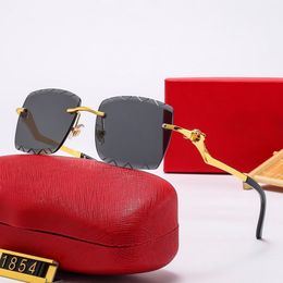 designer sunglasses women mens cartHead Composite Metal Rimless Optical Frame Classic Rectangle Square Luxury gold sunshade 1
