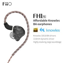 Earphones FiiO FH1s HiRes 1BA+1DD(Knowles 13.6mm Dynamic) Inear Earphone IEM with 2pin/0.78mm Detachable Cable for Popular Music