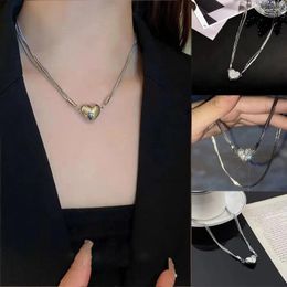 Pendant Necklaces Korean Style Heart Magnet Necklace Cute Titanium Steel Y2K Jewellery Accessories Zircon Clavicle Chain Women