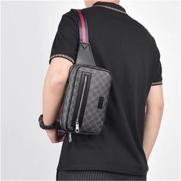 2024 Men leather bags Unisex Men leather Runner Fanny Pack Belly Waist Bum Bag Fitness Running Belt Jogging Pouch Back grid Outdoor Bag