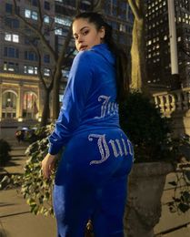 designer high quality womens rhinestone tracksuit set girl hoodies sweatsuit outfit jogging pants sportswear hooded U39T