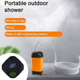 Camping Portable Electric Shower Pump Outdoor Shower Waterproof Electric Pump for Hiking Backpacking Travel Beach Pet Cleaning 240112