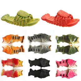 designer slides Funny Slippers Womens Shoes Family Residential Shoes Men Blus Summer Beach slipper Boys Unisex New Fish lobster Slippers