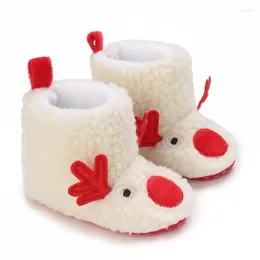 Boots Christmas Born Baby Fleece Booties Slippers Soft Anti-Slip First Walkers Deer Winter Warm Thicken Crib Shoes Snow
