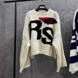 Men's Sweaters 2023fw RAF SIMONS RS Sweater Men Women 1 Top Quality Round Neck Bat Shirt Sleeve Knit Sweatshirts y6