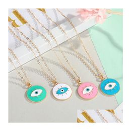 Enamel Evil Eyes Pendant Necklace For Womens Jewelry Big Turkish Eye Chains Choker Necklaces Party Gift Drop Delivery Otgmr