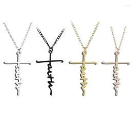 Pendant Necklaces Stainless Steel Cross Necklace Faith Women Men Fashion Jewellery Gift