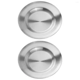 Dinnerware Sets Set Of 2 Pasta Plate Dinner Plates Banquet Stainless Steel El Serving Home Dish Round Design Metal For Eating