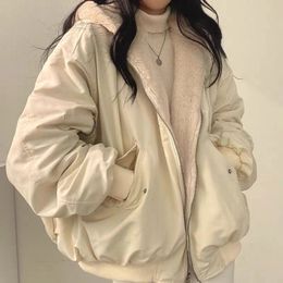 Autumn Thicken Parkas Women Casual Hooded Jacket Winter Comfortable Double-Layer Korean Style Simple Solid Warm Cute Coats 240112