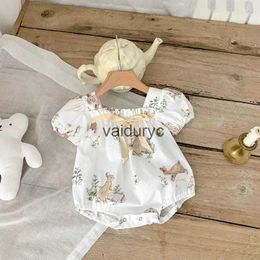 Rompers MILANCEL Summer Baby Bodysuits Floral Print Girls One Piece Infant Bunny Clothing H240508