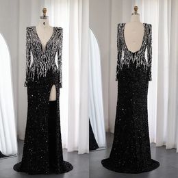 new Sexy Line Evening Dresses Crystal 2024 Shine Sequined Backless V-Neck Bridal Gowns Party Dresses Customised Size D-L24013